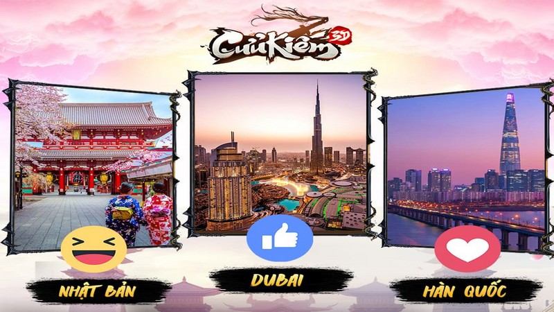 Cuối năm, Cửu Kiếm 3D “ủ mưu” cho game thủ đi du lịch Dubai, Hàn Quốc, Nhật Bản